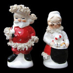 Napco Japan Porcelain Mr Mrs Claus Spaghetti Christmas Salt Pepper Shakers VNTG