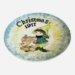 Vintage 1977 Christmas Plate Hand Painted Elf Reindeer Signed Adrienne 10" VG