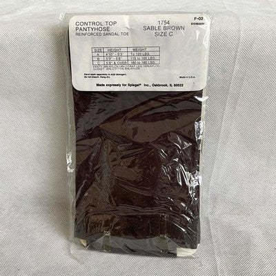 Vintage Spiegel Control Top Pantyhose Reinforced Sandal Toe Size C Sable Brown