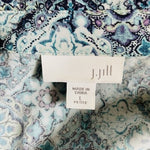 J. Jill Blue Medallion Print Popover Tunic Blouse Long Sleeve Rayon Sz L Petite