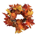 17" Lighted Fall Wreath for Front Door, Autumn Maple Leaf Pumpkin Berry VG