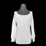 RIHOAS Romance Cable Knit Sweater White Long Sleeve Pullover Size S NWT