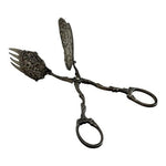 Antique Silver Plate Fork Grabber Ornate Figural Handle Serving Set Victorian G+