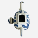 Vintage Blue White Porcelain Elephant Teapot Floral Face Detail Chinese Mark 8x6