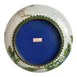 Antique Chinese Cloisonné Enamel Bowl Bird & Blossom White Decorative Bronze Art