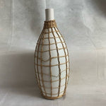 Tall White Ceramic Rattan Woven Vase 17" Scandinavian Style Decorative Floral VG
