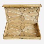 Vintage Folk Art Matchstick Box Geometric Wooden Jewelry Trinket Case Artisan VG