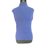Chicos Silk Blend Ribbed Mock Neck Tank Top Periwinkle Blue Womens Sz 2 M/L VG