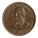 Thomas Jefferson 3rd President 1801-1809 Brass Commemorative Medal Token VF-20