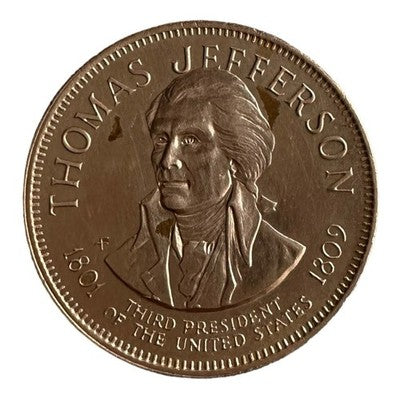 Thomas Jefferson 3rd President 1801-1809 Brass Commemorative Medal Token VF-20