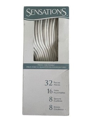 Sensations White Heavyweight Plastic Cutlery Set 32 Pieces New