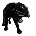 Panther Statue Panther Leather-Clad Sculpture Glass Eyes Black Panther Figurine