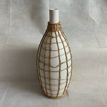 Tall White Ceramic Rattan Woven Vase 17" Scandinavian Style Decorative Floral VG