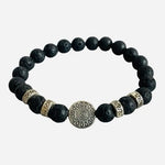 Lava Stone Bracelet Silver Accents Spiral Charm Adjustable Unisex Jewelry