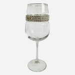Stemware Designs Clear Rhinestone Banded Wine Glass 9.25in EXC Bling Glassware