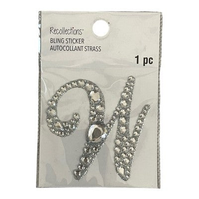 Recollections Bling Sticker Letter W Rhinestone Monogram Initial New 2.25 in