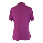 Tory Burch Women Polo Shirt Large Purple Pink Short Sleeve Gold Logo Buttons L