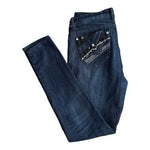 Atgaven Dark Blue Denim Super Skinny Ankle Jeans Rhinestone Embroidered Sz 11 VG