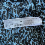 MANGO Textured Floral Pattern Sheer Mini Dress Blue Black V-Neck Dress Sz M EXC