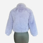 Art Class Faux Fur Jacket Cropped Zip Up Coat Womens M Lilac Purple Excellent