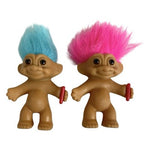 Vintage Russ Berrie Troll Doll Lot 2 Blue Pink Hair Dolls Figurine 90s Lucky