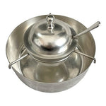 Vintage Silverplate Caviar Server Set Glass Bowl Lid Frame India VG