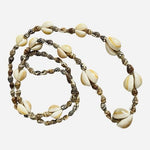 Vintage Hawaiian Cowrie Mixed Shell Lei Necklace Long Boho Coastal Beach 36" VG