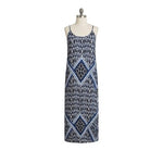 Express Emerald Print Boho Maxi Dress M Blue Gray Sleeveless Spaghetti Strap VG