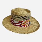 Peter Grimm Las Vegas USA American Flag Straw Lifeguard Sun Hat Wide Brim Size L
