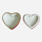 Vintage Chamart Limoges France Heart Trinket Box Pink Gold Trim 2"x2" Excellent