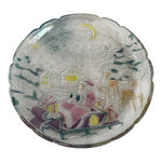 Vintage Crystal Clear Studios Sleigh Bells Santa Christmas Glass Plate NIB