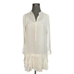 Banana Republic Ivory Tiered Ruffle Hem Tunic Dress Long Sleeve Button Size 4 VG