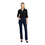 CHAPS Navy Blue Cotton Jeans Women Size 8 Regular Fit Zip Front 30" Inseam VG