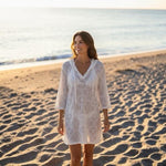 Bally Total Fitness White Hooded Burnout Tunic Cover Up Dress Women's M VG