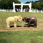 Hand Carved Stone Elephant Figurines Pair Natural Rock Sculpture Set Duo VG
