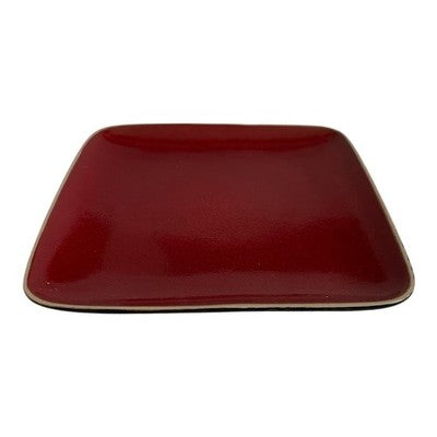 Ty Pennington Style Square Dinner Plates Red Black Set of 3 8.25" VG