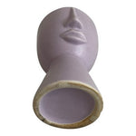 Modern Face Vase Ceramic Womans Head Planter Lilac Textured Small VG