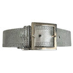 Vintage GUSTTO Silver Metallic Leather Dog Collar Made in Spain Adjustable NWOT