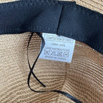 Women's Wide Brim Straw Sun Hat Beach Floppy Summer Linen Cap Black Leather Tie