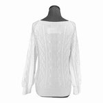 RIHOAS Romance Cable Knit Sweater White Long Sleeve Pullover Size S NWT