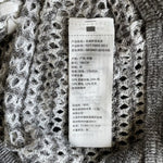 Abercrombie Fitch Open Knit Sweater Gray White Cable Braid V-Neck Womens M VG