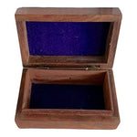 Vintage Wood Jewelry Box Golden Floral Inlay India 6" Handmade Treasure Chest