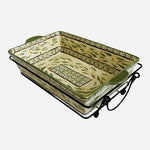 Vintage Temp-tations by Tara Old World Green 2.5 QT Baker with Metal Rack EXC