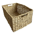 Large Tan Wicker Storage Basket Crate with Handles Home Organizer 14"x10"x7”