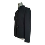 Tahari Arthur S Levine Black Button Front Mock Collar Blazer Size 10 NWOT