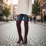 Michael Kors Sabrina Burgundy Leather Over-the-Knee Boots Size 5.5