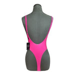 Relleciga Women's Neon Rose Thong One Piece Swimsuit S High Cut Low Back NWT