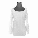 RIHOAS Romance Cable Knit Sweater White Long Sleeve Pullover Size S NWT