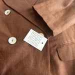 Vintage Stephanie Andrews Women's Brown Linen Suit 4P Double Breasted NWT
