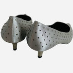 RSVP Jenae Pewter Satin Rhinestone Kitten Heel Pumps Wide Womens Sz 9 NIB